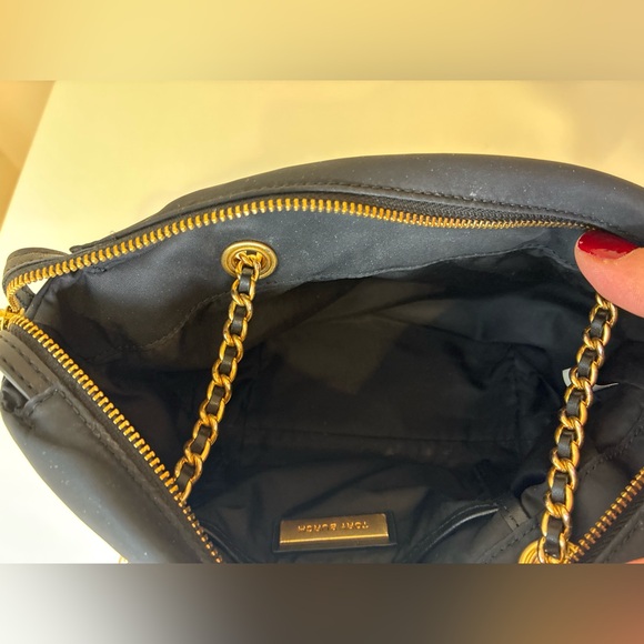 Tory Burch Small Ella Chain Crossbody Bag in black nylon. - Picture 6 of 11